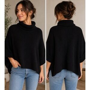 COS 100% Wool Oversized Turtleneck Poncho Sweater MSRP $135